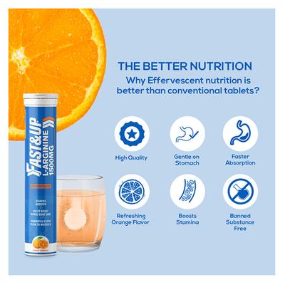 Fast&Up L-Arginine 1500 mg Effervescent Tablet - Tangy Orange Flavour 20's - Amino Acids