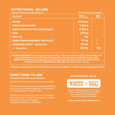 Suprfit Mellow Stress Management Yummy Gummies - Orange 120 gm - Amino Acids