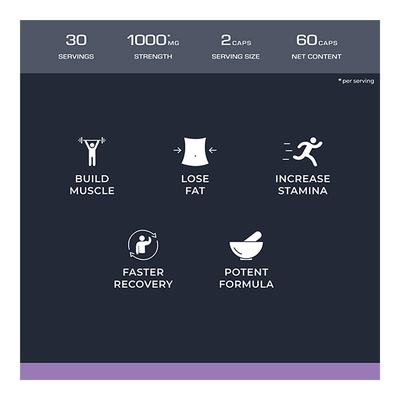 Nutrabay Pro Natural Testosterone Booster 1000mg Capsule 60's - Bcaa Supplements