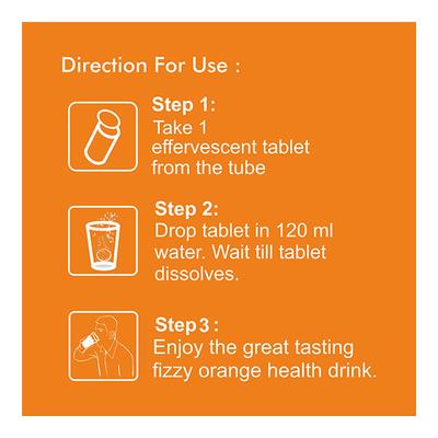 Bhumija Lifesciences LifeFiz Vitamin C 1000 mg Veg Effervescent Tablet - Orange Flavour 20's - Vitamin C