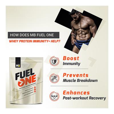 MuscleBlaze Fuel One Whey Protein Immunity+ Powder - Cafe Mocha 1 kg - Workout Essentials