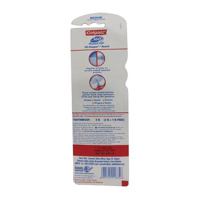 Colgate 360 Floss Tip Medium Toothbrush (Buy 2 Get 1) - Toothbrushes