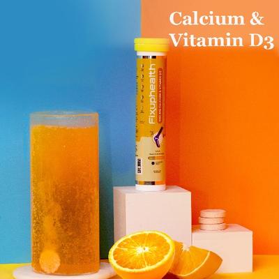 FixUpHealth Calcium and Vitamin D3 Effervescent Tablet - Orange Flavour (Pack of 6 x 20s) 1's - Calcium And Minerals