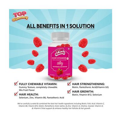 Top Gummy Silky Hair Vitamins Gummies - Strawberry Flavour 30's - Hair & Skin