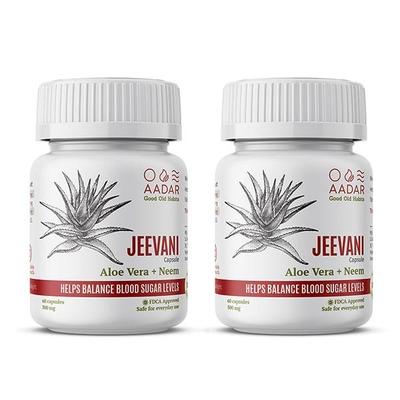 Aadar Jeevani Capsules (Pack Of 2 X 60's)-Ayurvedic Capsules for Diabetes Control and Detoxification - Health Products
