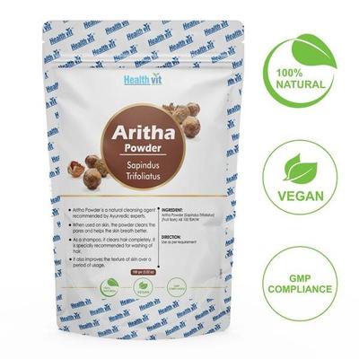 HealthVit Natural Aritha (Sapindus Trifoliatus) Powder 100 gm - Herbal Dietary Supplement