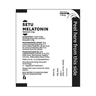 Setu Melatonin 5 mg Orally Disintegrating Strip - Mint Flavour 30's - General Health
