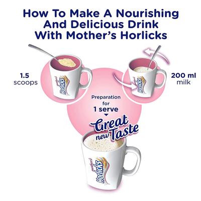 Mother's Horlicks No Added Sugar Powder - Vanilla Flavour 500 gm (Refill Pack) - Nutritional Supplements