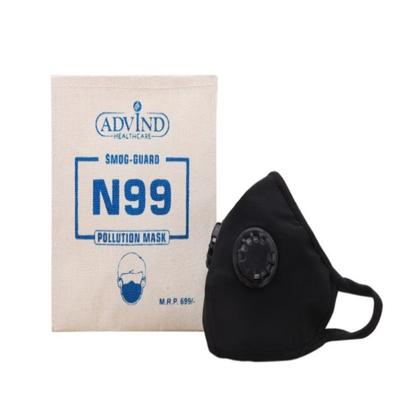 Smog Guard N99 Face Mask With Two Valves (L) - Black (Pack of 1) - Face Mask