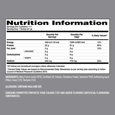 Isopure Zero Carb Protein Powder - Strawberries & Cream Flavour 7.5 lb - Workout Essentials