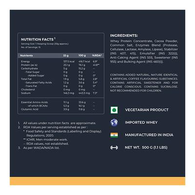 Nutrabay Gold Concentrate Whey Protein - Cafe Mocha 500 gm - Whey Proteins