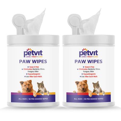 Petvit Nose and Paw Wipes (Pack of 2 x 50s) 1's - Pet accessories