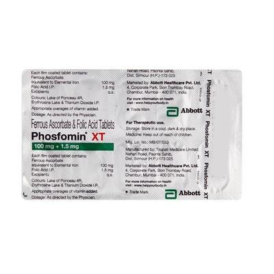 Phosfomin XT Tablet 10'S - Iron Supplement/Anaemia-Vma