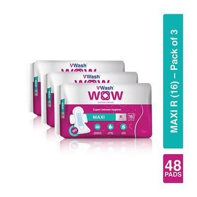 VWash WOW Maxi Sanitary Pad - Regular (Pack of 3 x 16's) - Sanitary Napkins