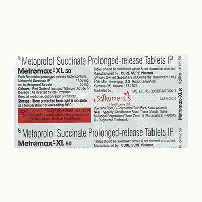 Metromax XL 50mg Tablet 10'S - Hypertension-Bet