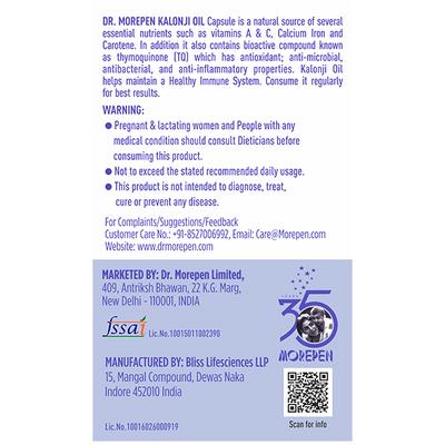 Dr. Morepen Kalonji Oil Capsule 60's - Vital Health