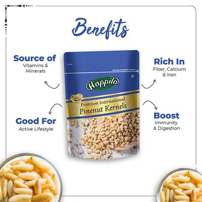 Happilo Premium International Pinenut Kernel Seeds 150 gm - Nutritional Bars