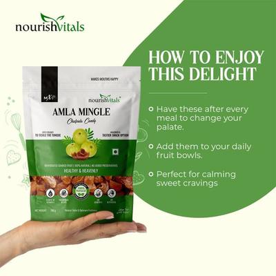 NourishVitals Chatpata Amla Mingle Candy 200 gm - Nutritional Bars