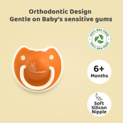 R for Rabbit Tusky Pacifier for kids of 6 months - Orange 1's - Pacifiers & Teethers