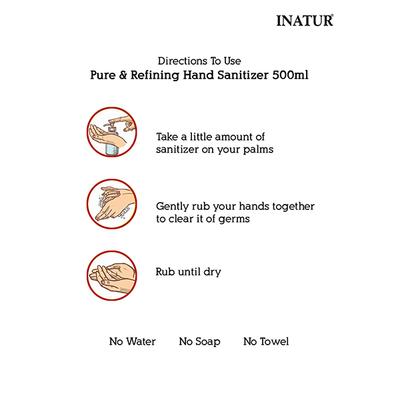 Inatur Sanitizer Combo Pack - Refreshing 200 ml, Pure & Refining 200 ml, Pure & Refining 100ml - Hand Sanitizer