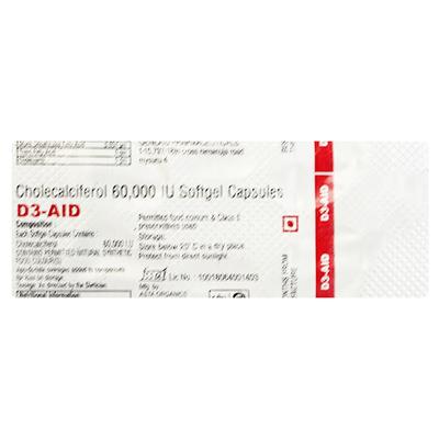 D3 AID 60k Capsule 4's - Supplements-Vit