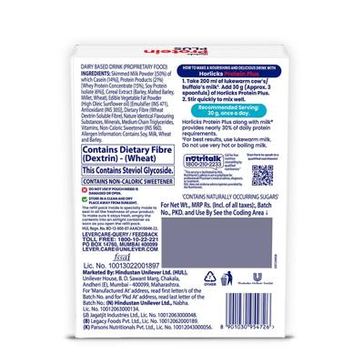 Horlicks Protein Plus Powder - Vanilla Flavour 400 gm (Refill Pack) - Daily Health Drinks