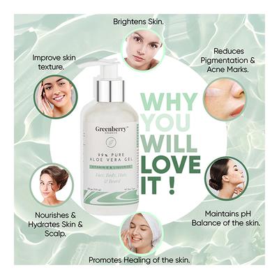 Greenberry Organics 99% Pure Aloe Vera Hair and Body Gel 200 gm - Lotions & Creams