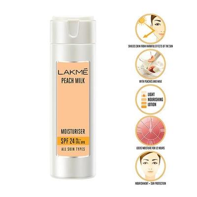 Lakme Peach Milk Moisturizer SPF 24 PA Sunscreen Lotion 60 ml - Body Sunscreen