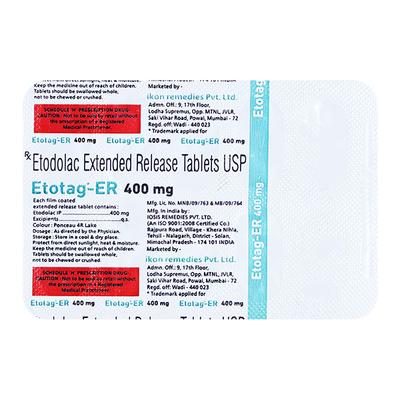 ETOTAG ER 400mg Tablet 10's - Arthritis-Non