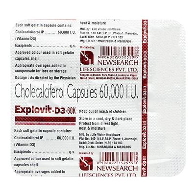 EXPLOVIT D3 60k Capsule 4's - Supplements-Vit