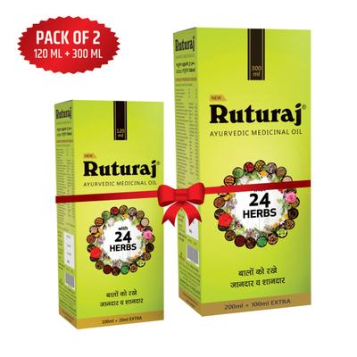 RutuRaj Ayurvedic Hair Oil 120ml & RutuRaj Ayurvedic Hair Oil 300ml (Combo Pack) 1's - Personal Care (Ayush)