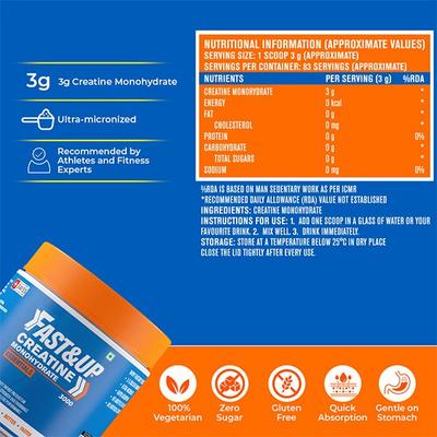 Fast&Up Creatine Monohydrate Powder 100 gm - Workout Essentials