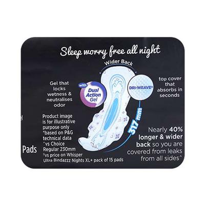 Whisper Bindazz Nights Sanitary Pads (XL+) 15's (Buy 2 Get 1 Free) - Sanitary Napkins