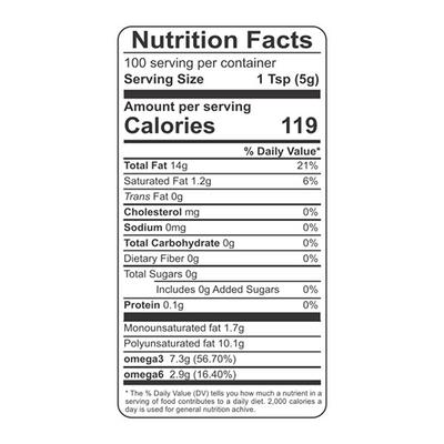 Praakritik Organic Cold Pressed Flaxseed Oil 100 ml - Nutritional Bars