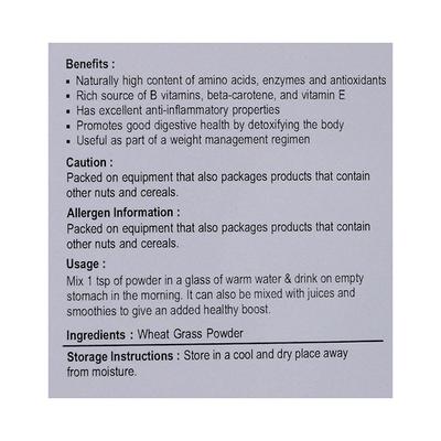 Nutriwish Wheat Grass Powder 500 gm - Herbal Dietary Supplement