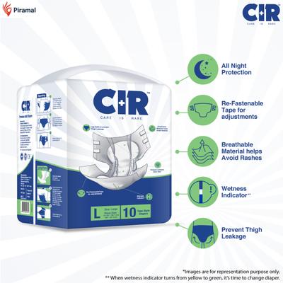 CIR Premium Adult Diapers - Tape (L) 10's - Adult Diapers & Pads