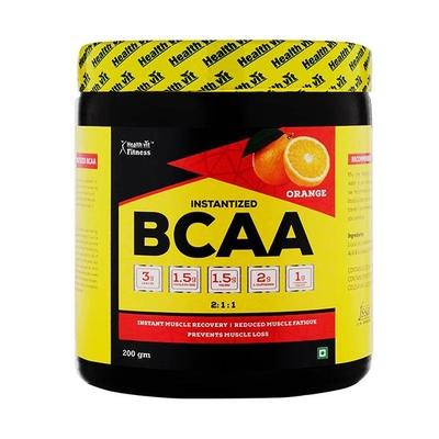 HealthVit Fitness BCAA Powder - Orange Flavour 200 gm - Bcaa Supplements
