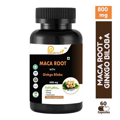 Puraberry Maca Root with Ginkgo Biloba 800 mg Veg Capsule 60's - Herbal Dietary Supplement
