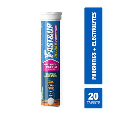 Fast&Up Reload Probiotics Effervescent Tablet - Orange Flavour 20's - Workout Essentials