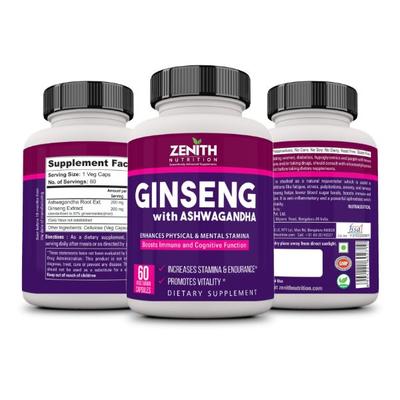 Zenith Nutrition Ginseng with Ashwagandha Capsules 60's - Sexual Care
