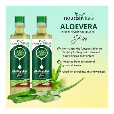 NourishVitals Pure Aloe Vera Drinking Gel Juice 500 ml - Ayurvedic Juices
