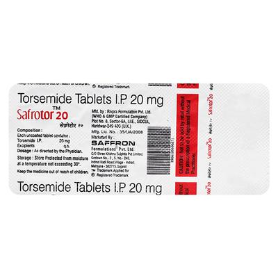SAFROTOR 20 Tablet 10's - Hypertension-Diu