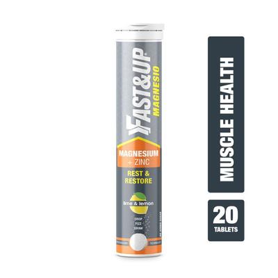 Fast&Up Magnesio Magnesium & Zinc Effervescent Tablets - Lime & Lemon Flavour 20's - Calcium And Minerals