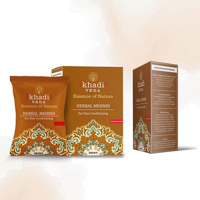 Khadi Veda Herbal Mehndi for Healthy Scalp & Hair - Brown 100 gm - Henna