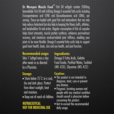 Dr. Morepen Muscle Food Omega 3 Fish Oil Softgel 60's - Omega Fish Oil Fatty Acids