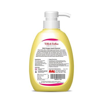 Tiffy & Toffee Multi Usage Baby Liquid Cleanser 500 ml + Non-Alcoholic Hand Sanitizer - Lemon 100 ml - Baby Skin Care