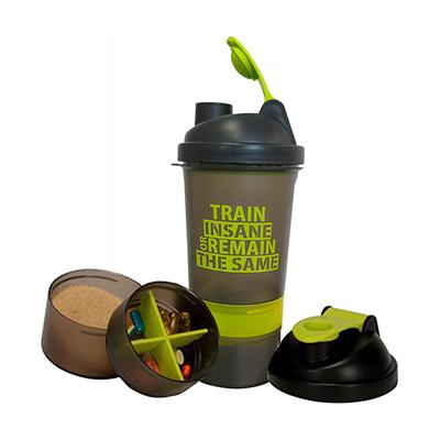 GHC 3-Compartment Shaker Bottle - Green 600 ml - Workout Essentials