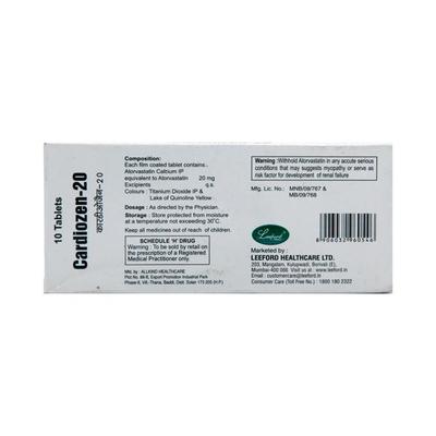 Cardiozen 20mg Tablet 10'S - High Cholesterol-Dys