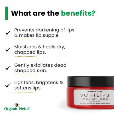 Organic Netra Softlips Lip Lightening Scrub 25 gm - Scrubs & Exfoliants