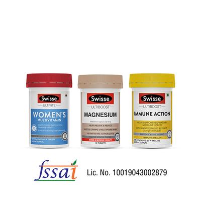 Swisse Women Health (Multivitamin, Magnesium, Immune Action) Tablet 60's Combo Pack - Multi-Vitamins